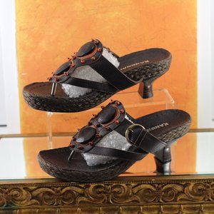 Kangnai Leather Beaded Sandals